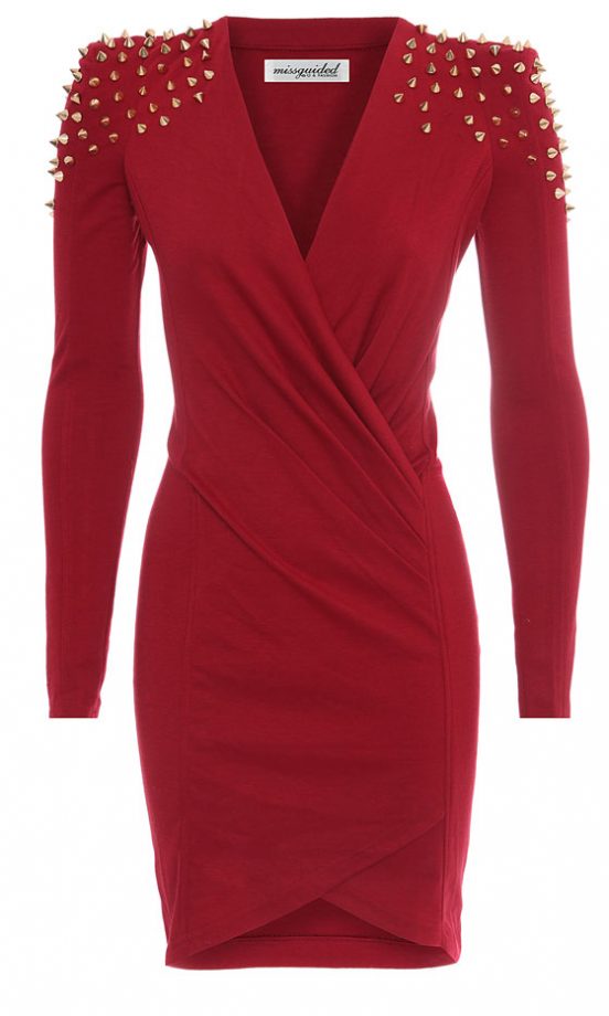 Missguided AW12 Red Studded Shoulder Dress, £34.99