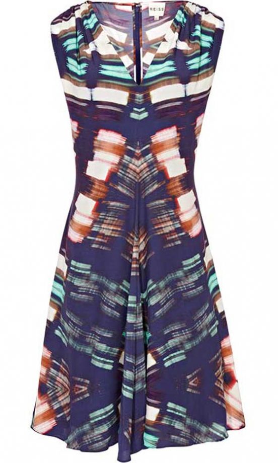 Reiss Navy Print V-Neck Dress, £179