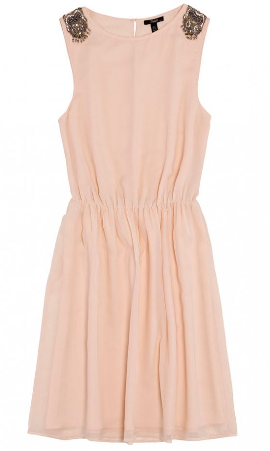 Zara Pink Dress With Embellished Shoulder