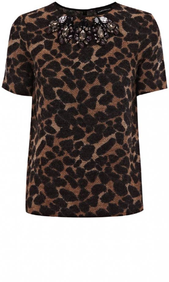 Warehouse Animal Print Jewelled T-Shirt, £38.jpg