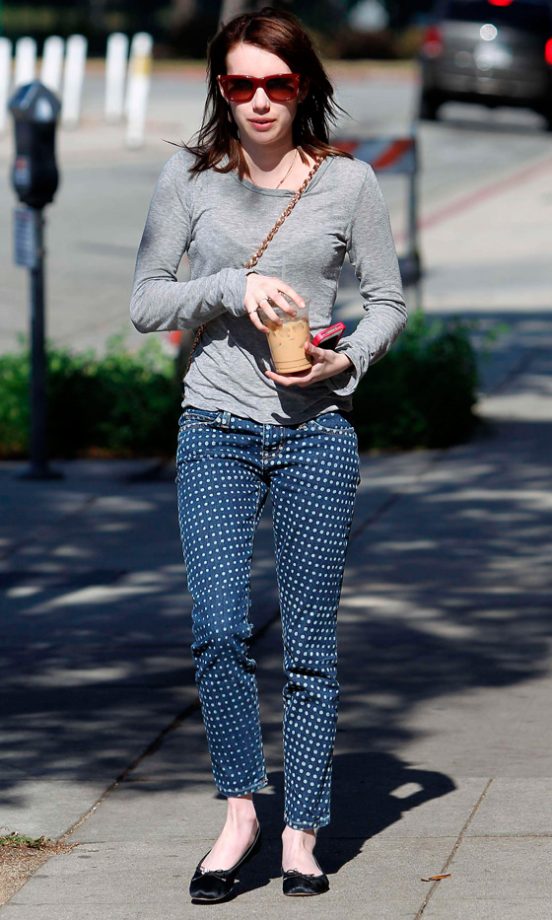 Emma Roberts Added Interest To Her Off-Duty Look With Statement Jeans, 2012