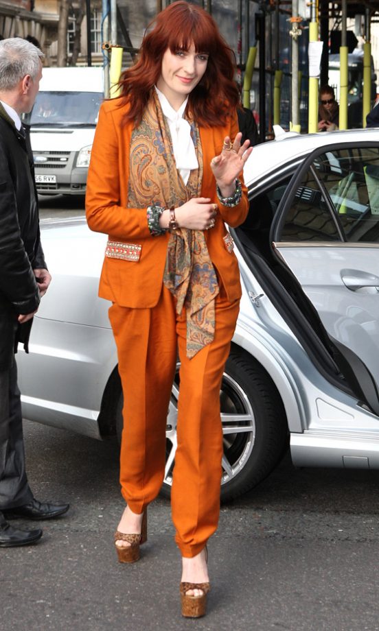 Florence Welch Stepped Out In London Wearing A Bright Orange Suit, 2012