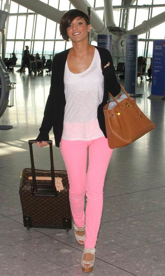 Frankie Sandford Hit The Airport In Sugary Pink Skinny Jeans - Instant Outfit Updater! 2012