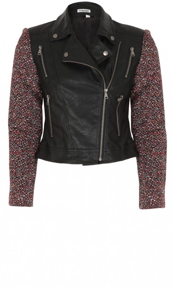 Missguided AW12 Leather Jacket With Tweed Sleeves, £45.99