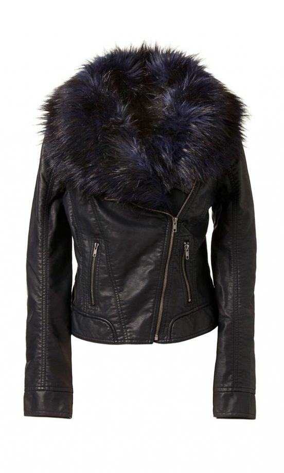 Primark Fur Collar Snake Print Biker Jacket, £26