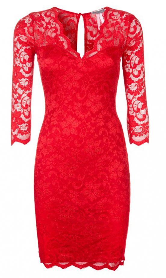 Lipsy Red Lace Dress, £45
