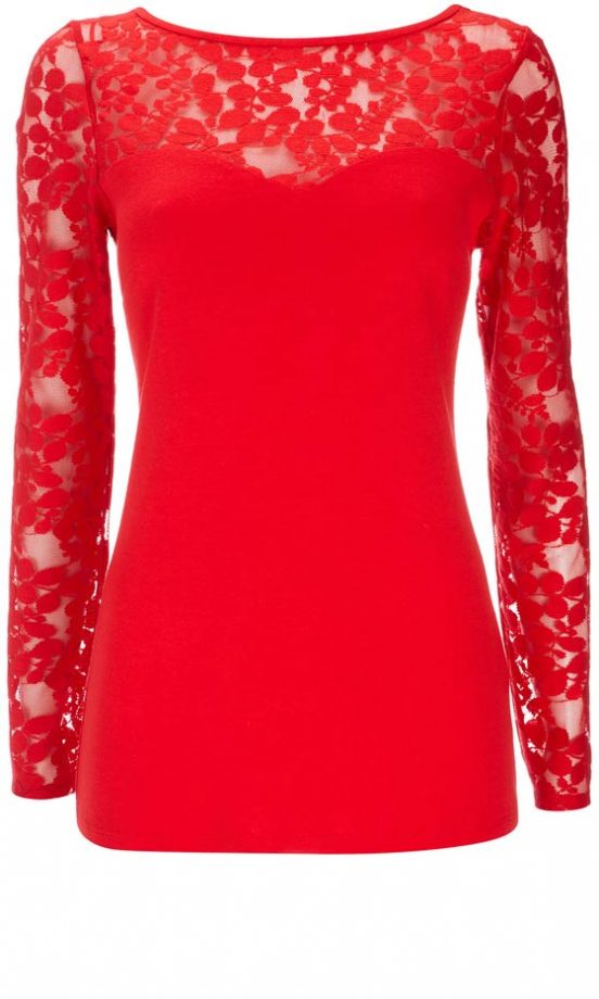 Wallis Red Mesh Sleeve Top, £25
