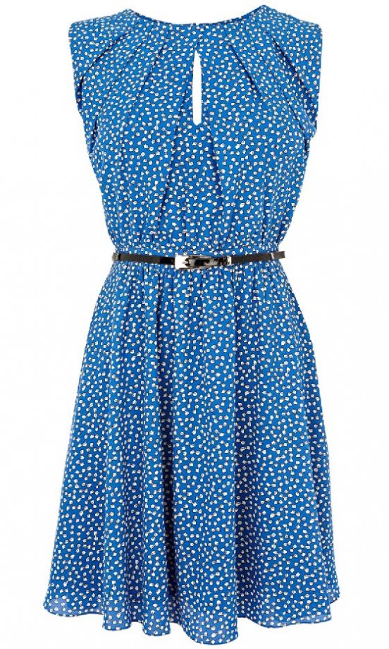 Warehouse Blue Bow Print Dress, £55