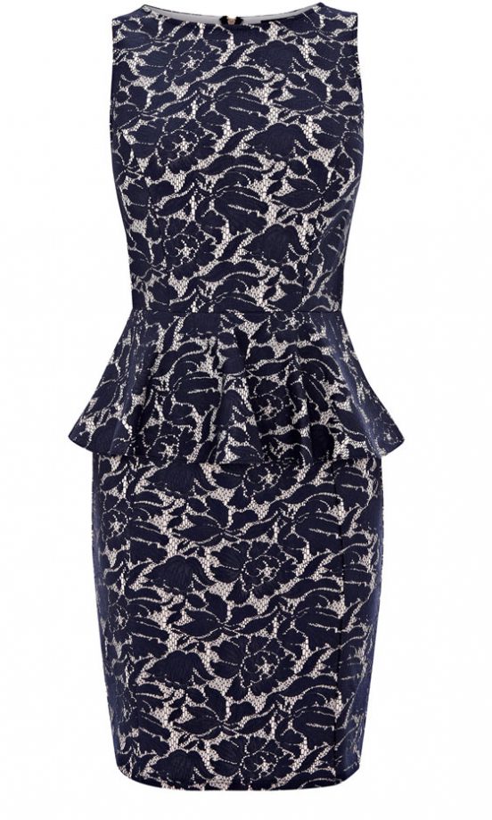 Warehouse Lace Peplum Dress, £50