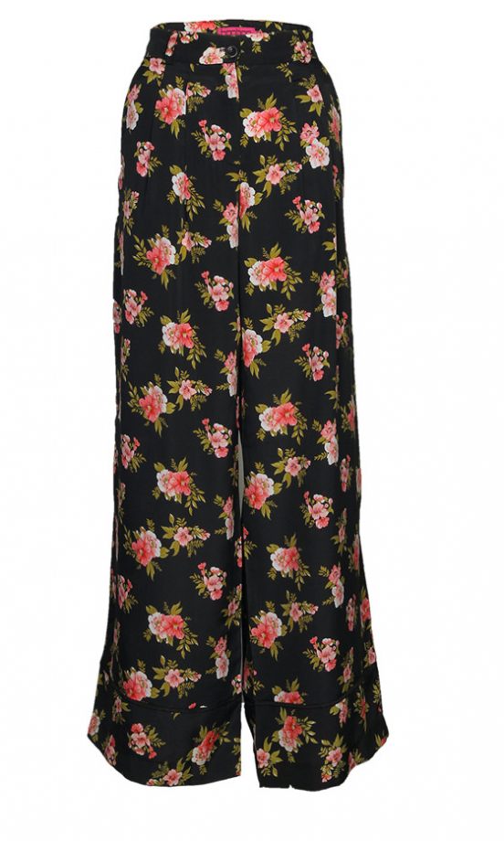 Boohoo Black Floral Palazzo Trousers, £20