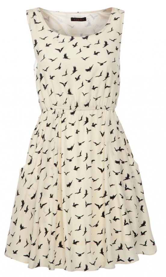 New Look Monochrome Bird Print Dress, £24.99