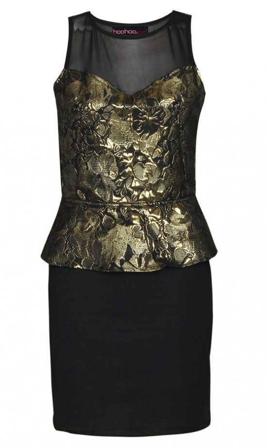 Boohoo Baroque Print Peplum Dress, £22