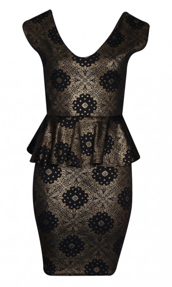 Boohoo Paisley Open Back Peplum Dress, £22