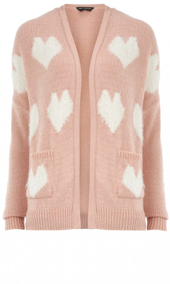 Dorothy Perkins Pink Fluffy Heart Cardigan, £30