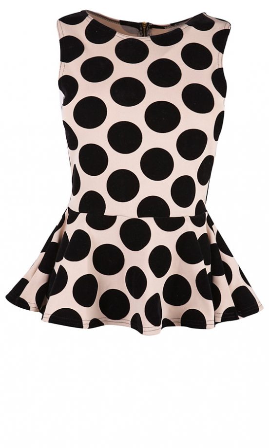 Fashion Union Black Spotted Peplum Top, £15