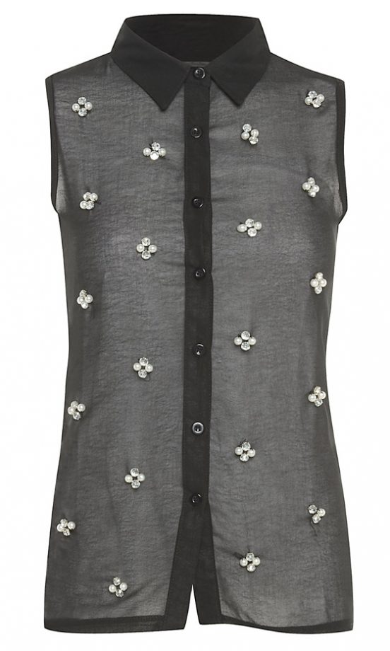 Fashion Union Black Sheer Blouse, £18