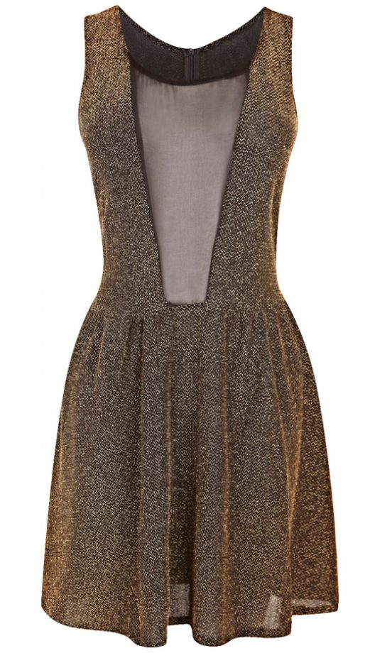 Fashion Union Black Glitter Dress With Sheer Panel, £20
