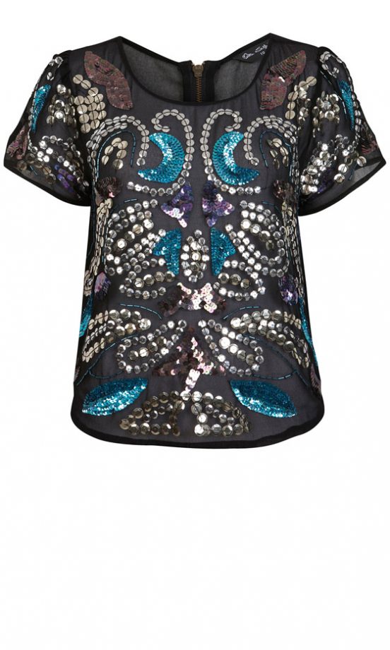 Miss Selfridge Rainbow Embellished Top, £45