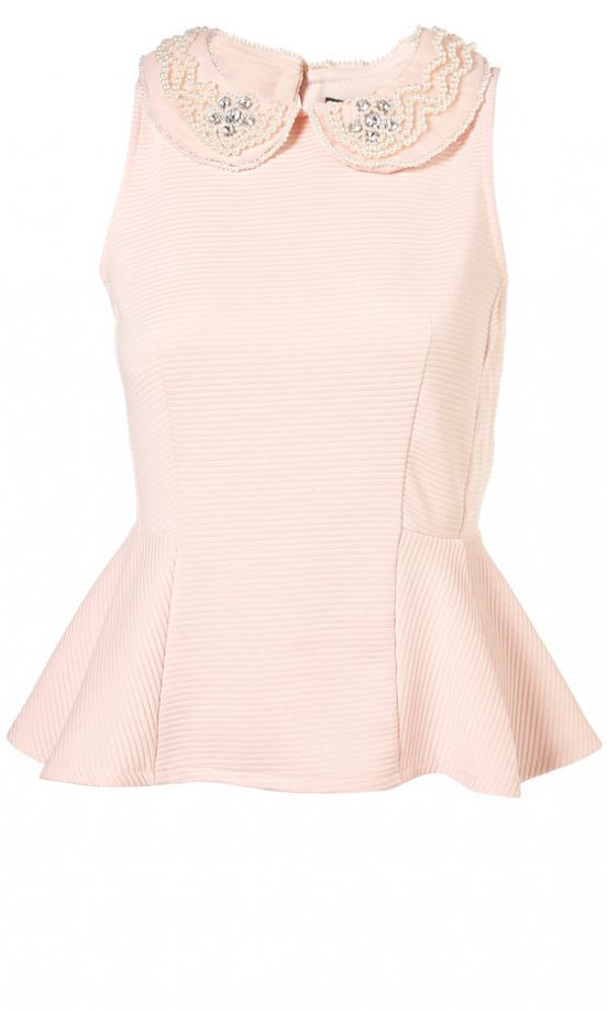 Topshop Pearl Collar Peplum Top, £32