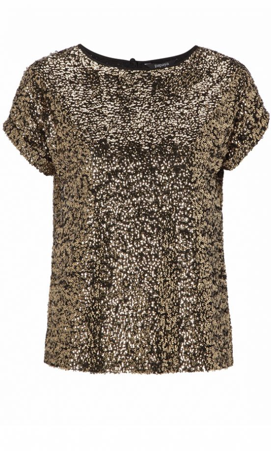 Matalan Black And Gold Beaded Shirt