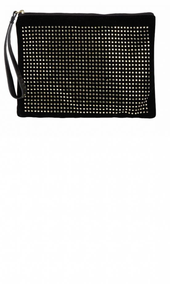 Matalan Black Clutch With Gold Studs