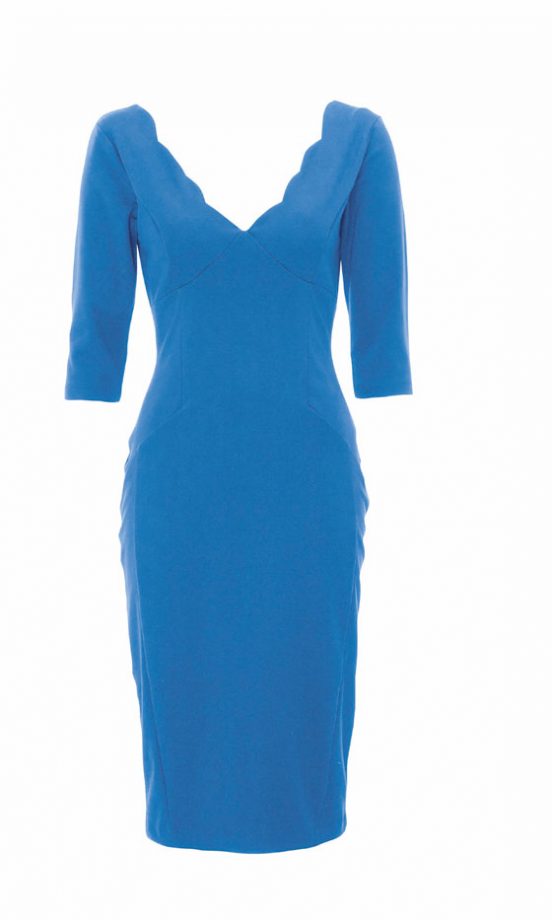 Matalan Bright Blue Scalloped Neck Dress