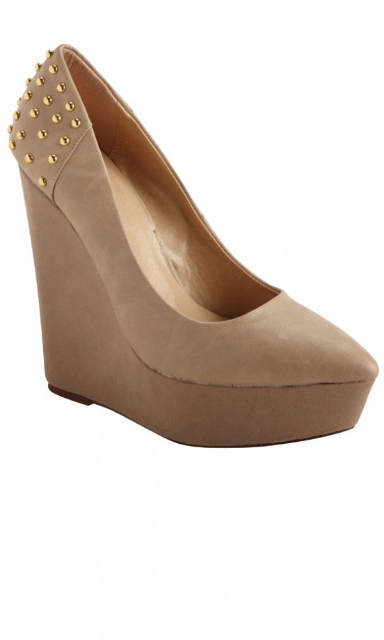 Matalan Beige Wedges With Gold Studs