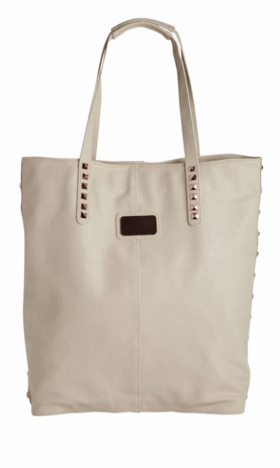 Matalan Cream Shopper Bag With Gold Studs