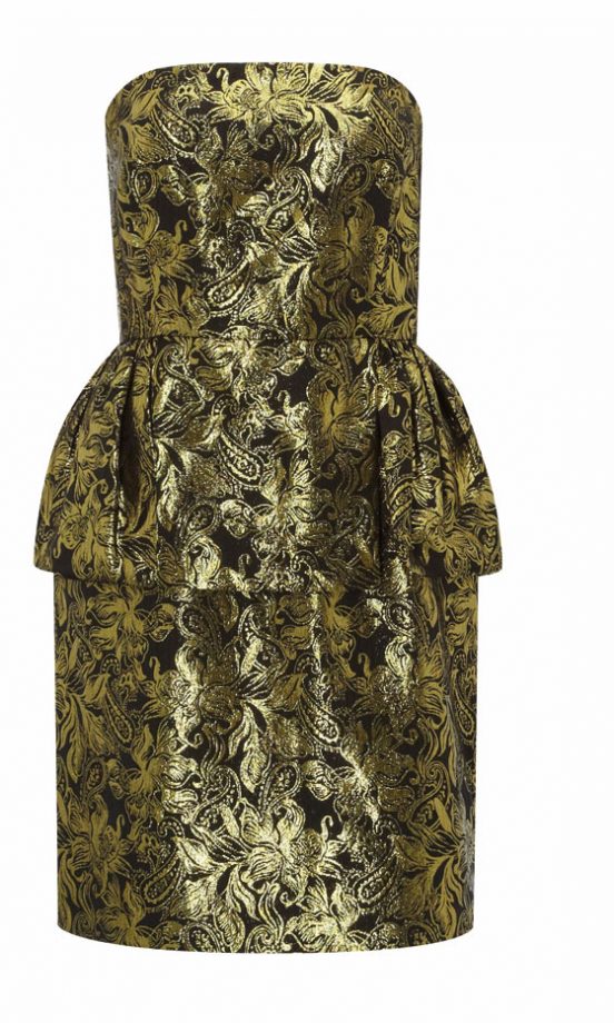 Matalan Gold And Black Peplum Strapless Dress