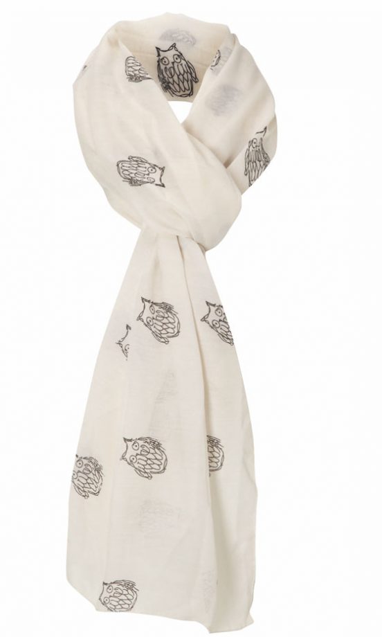 Matalan White Owl Print Scarf