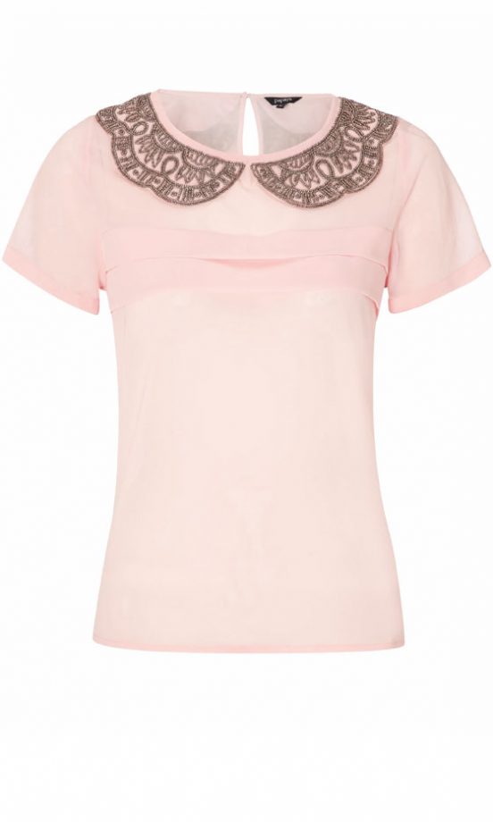 Matalan Pink Top With Beaded Collar