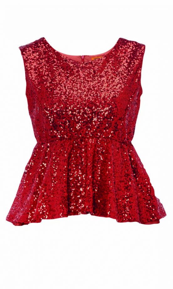 Matalan Red Sparkly Peplum Top