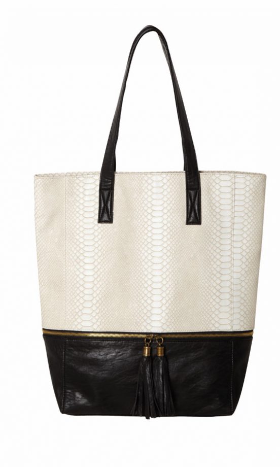 Matalan White And Black Panelled Shopper Bag