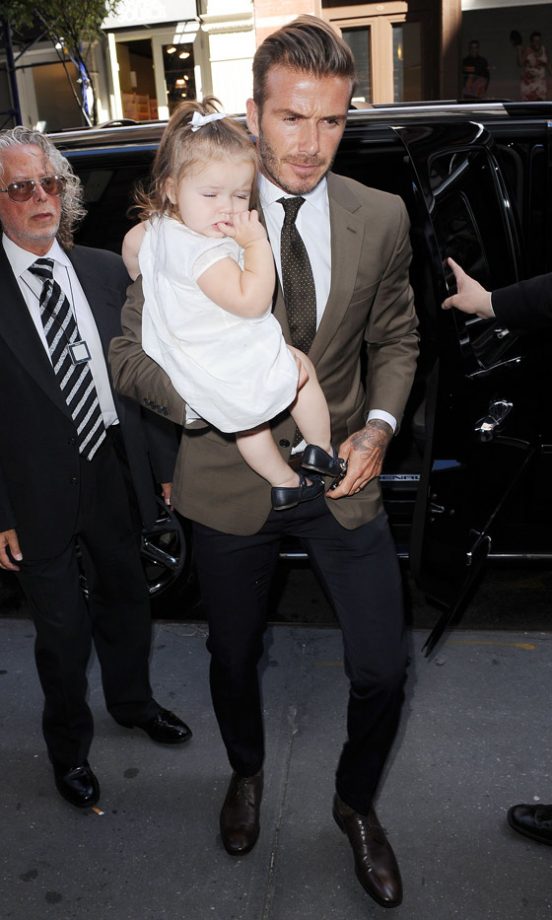 David Beckham And Harper Beckham At Victoria Beckham's SS13 Fashion Show At New York Fashion Week, 2012