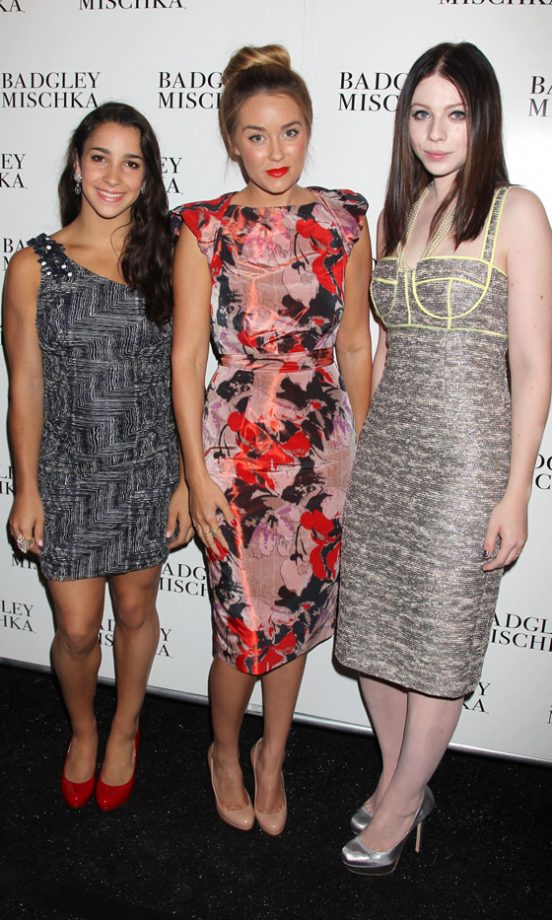 Aly Raisman, Lauren Conrad And Mechelle Trachtenberg At The Badgley Mischka SS13 Show At New York Fashion Week, 2012
