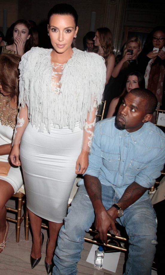 Kim Kardashian And Kanye West At The Marchesa SS13 Show At New York Fashion Week, 2012