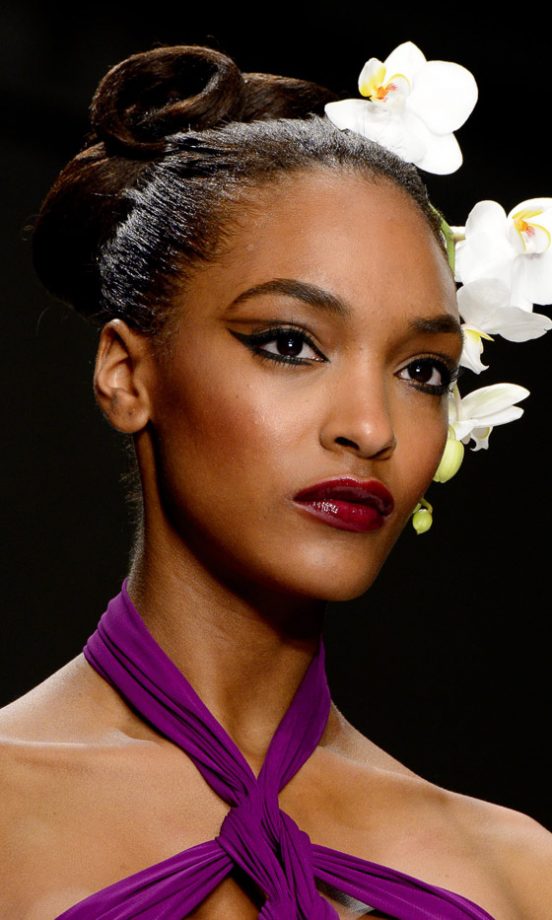 Sophisticated Updo Hairstyles Adorned With Floral Accessories Rocked At The ISSA Show At London Fashion Week SS13, September 2012