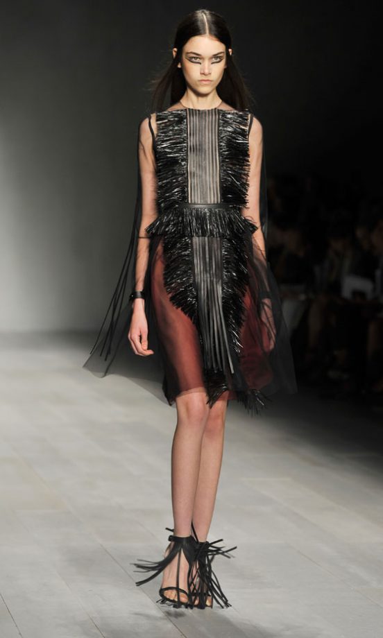 Model At The Marios Schwab Show At London Fashion Week SS13