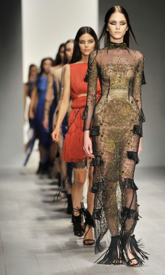 Models At The Marios Schwab Show At London Fashion Week SS13