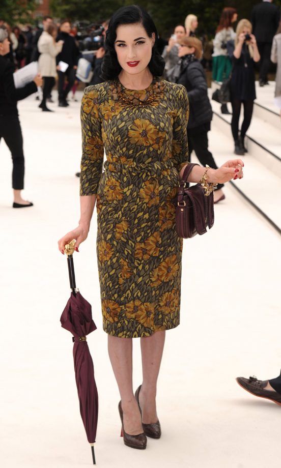 Dita Von Teese At The Burberry Prorsum Show At London Fashion Week SS13
