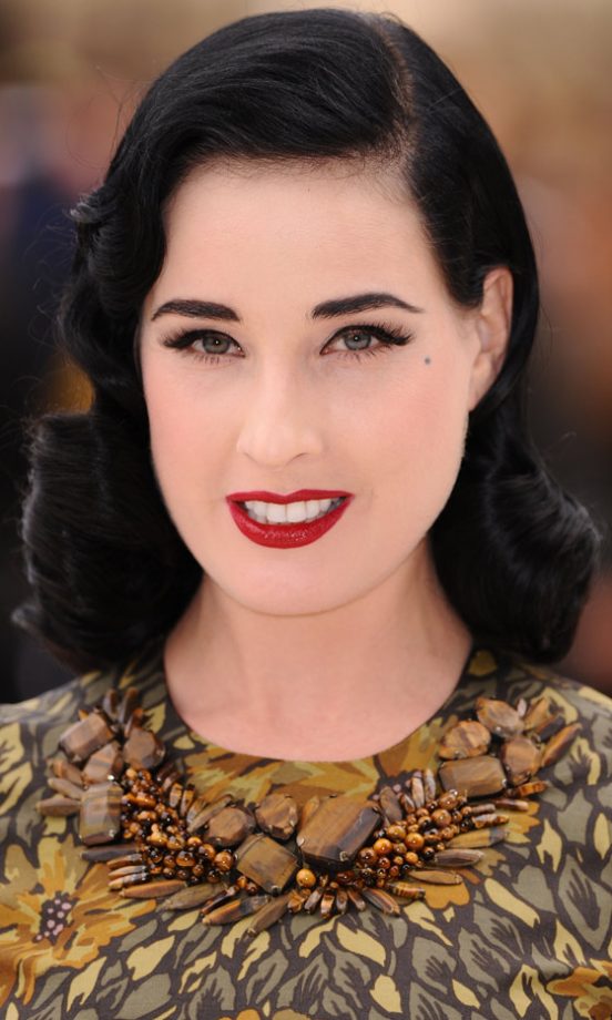 Dita Von Teese Showed Off Her Glamorous Trademark Hairstyle At London Fashion Week SS13, September 2012