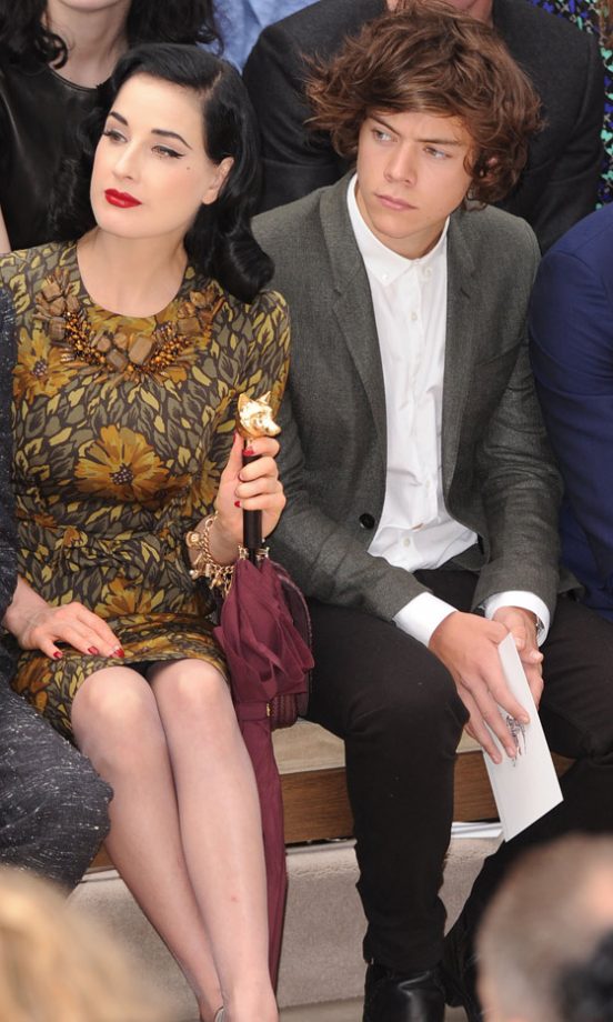Dita Von Teese And Harry Styles At The Burberry Prorsum Show At London Fashion Week SS13