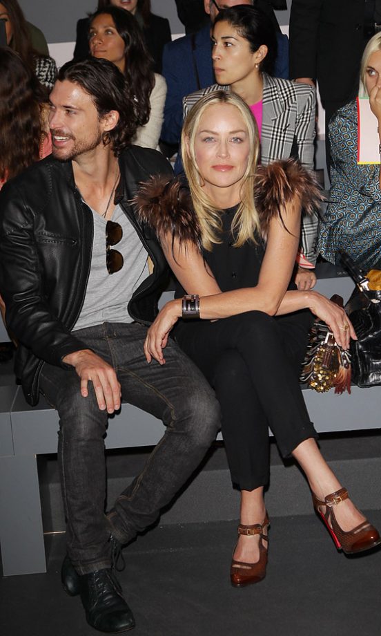 Sharon Stone And Martin Mica At Milan Fashion Week SS13