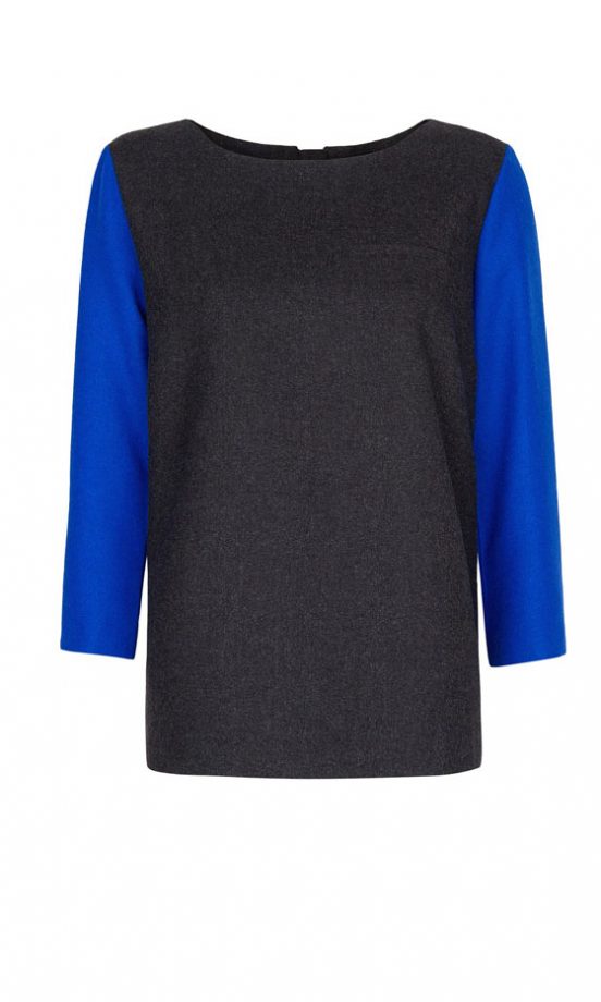 Mango Blue And Black Contrast Sleeve Top, £34.99