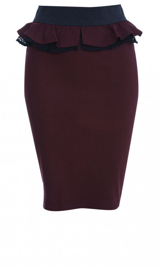 Miss Selfridge Berry Lace Peplum Skirt, £32