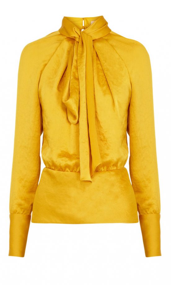 Karen Millen Yellow Pussy Bow Blouse, £110