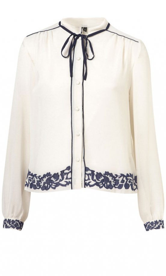 Topshop Embroidered Long Sleeve Blouse, £42