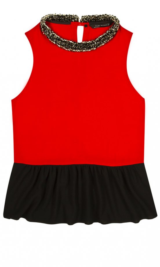 Zara AW12 Embellished Collar Peplum Top