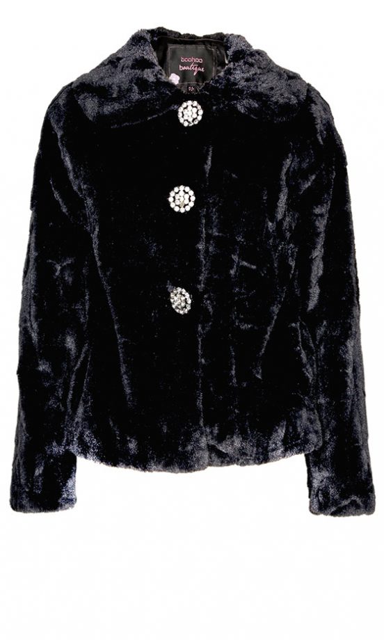 Boohoo Boutique Anna Short Faux Fur Fitted Coat, £50
