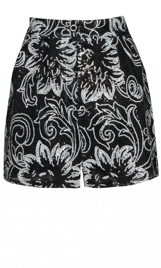 Boohoo Boutique Bella Black And Silver Woven Shorts, £25